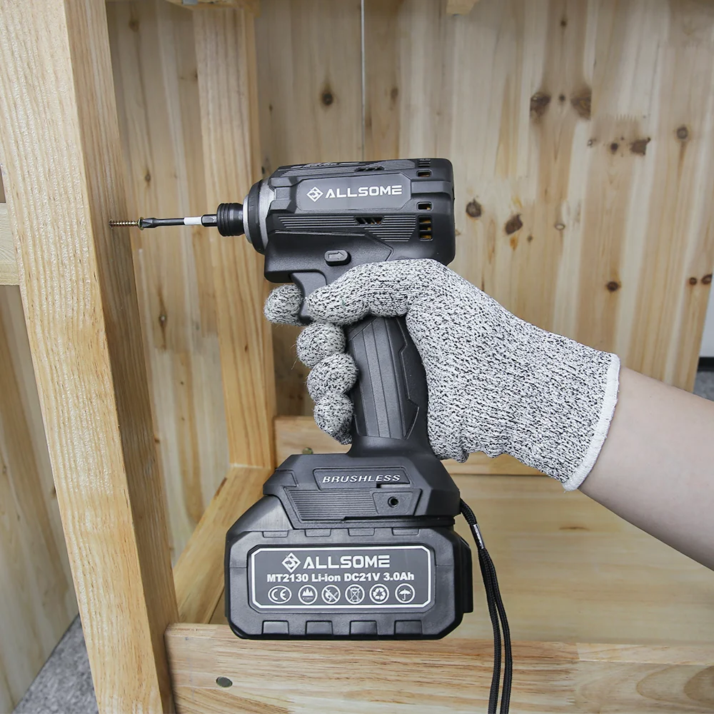 ALLSOME 20V Brushless Cordless 1/4 in. Hex 3-Speed Impact Driver with Screw Bits for 18V Makita Lithium Battery