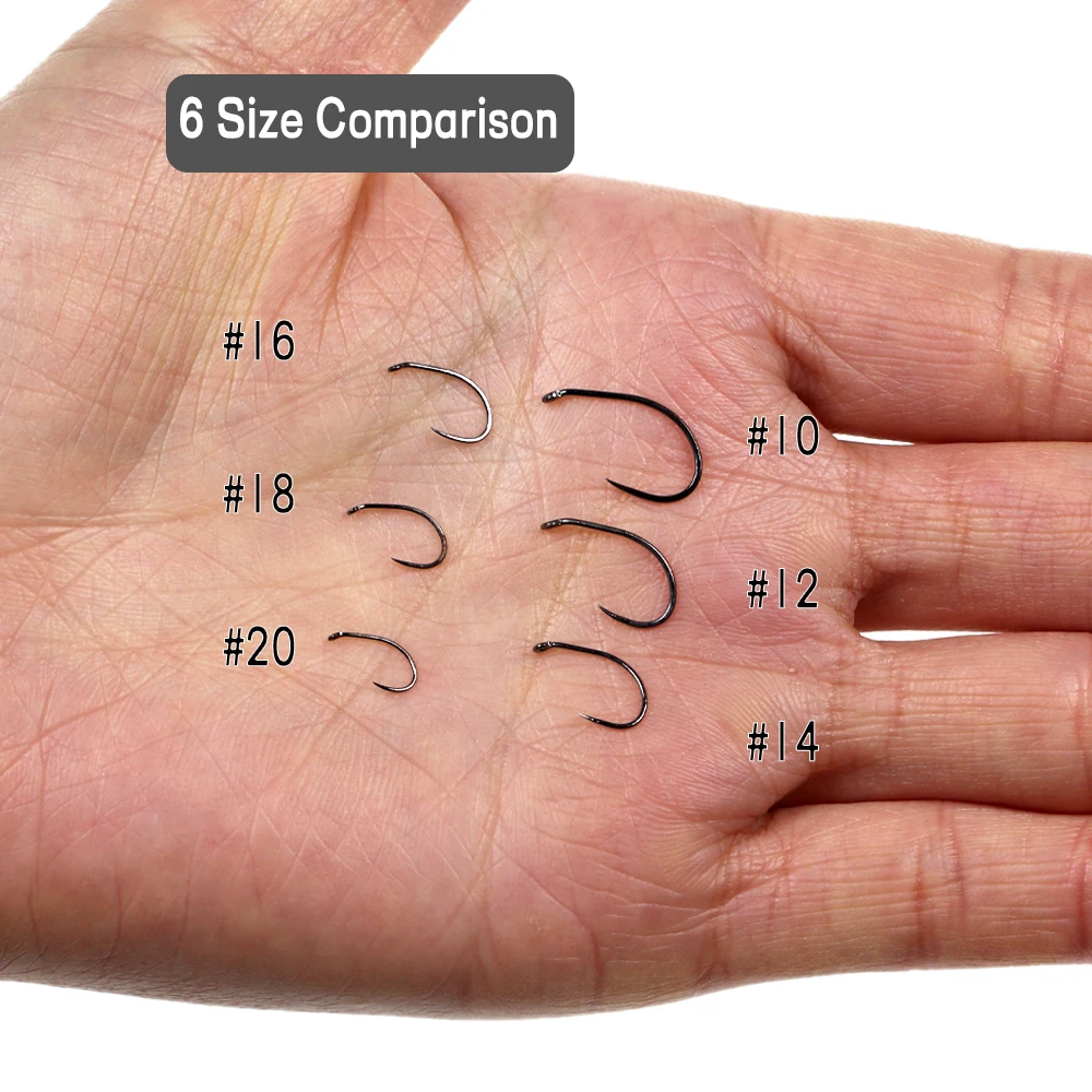 WIFREO 30PCS Black Nickle Barbless Fly Fishing Hooks Fly hook High-carbon Steel Fly Tying Nymph Scud Pupa Hook