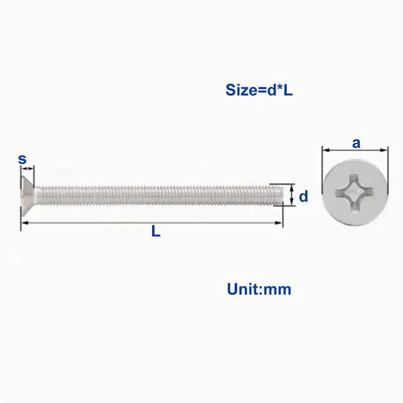 

Countersunk Cross Head Bolt 304 Stainless Steel Extended Screw M5 to M12