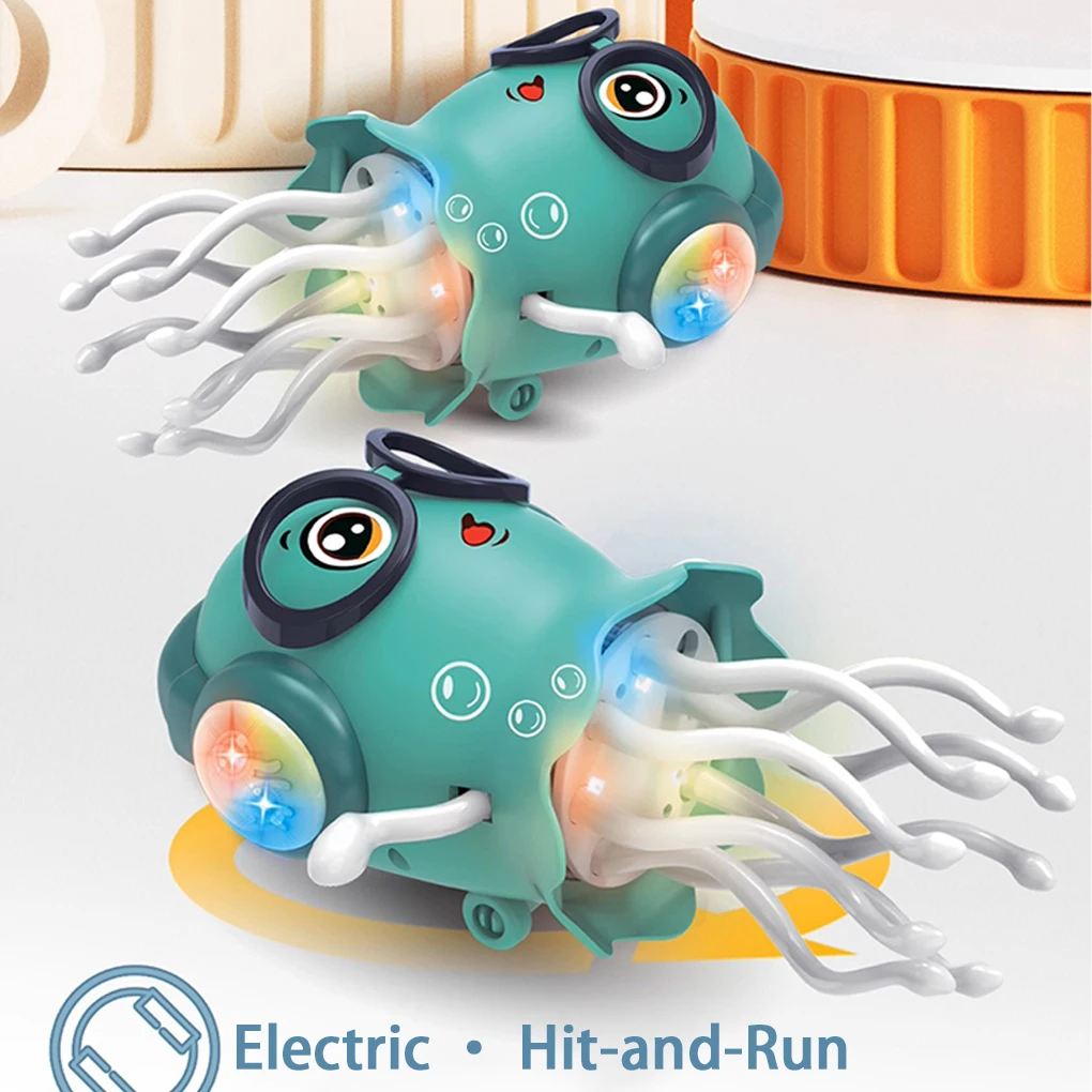 Dancing Jellyfish Toys for Kid Automatic Obstacle Avoidance Crawling Walking Electric Jellyfish with Light Music Christmas Gifts