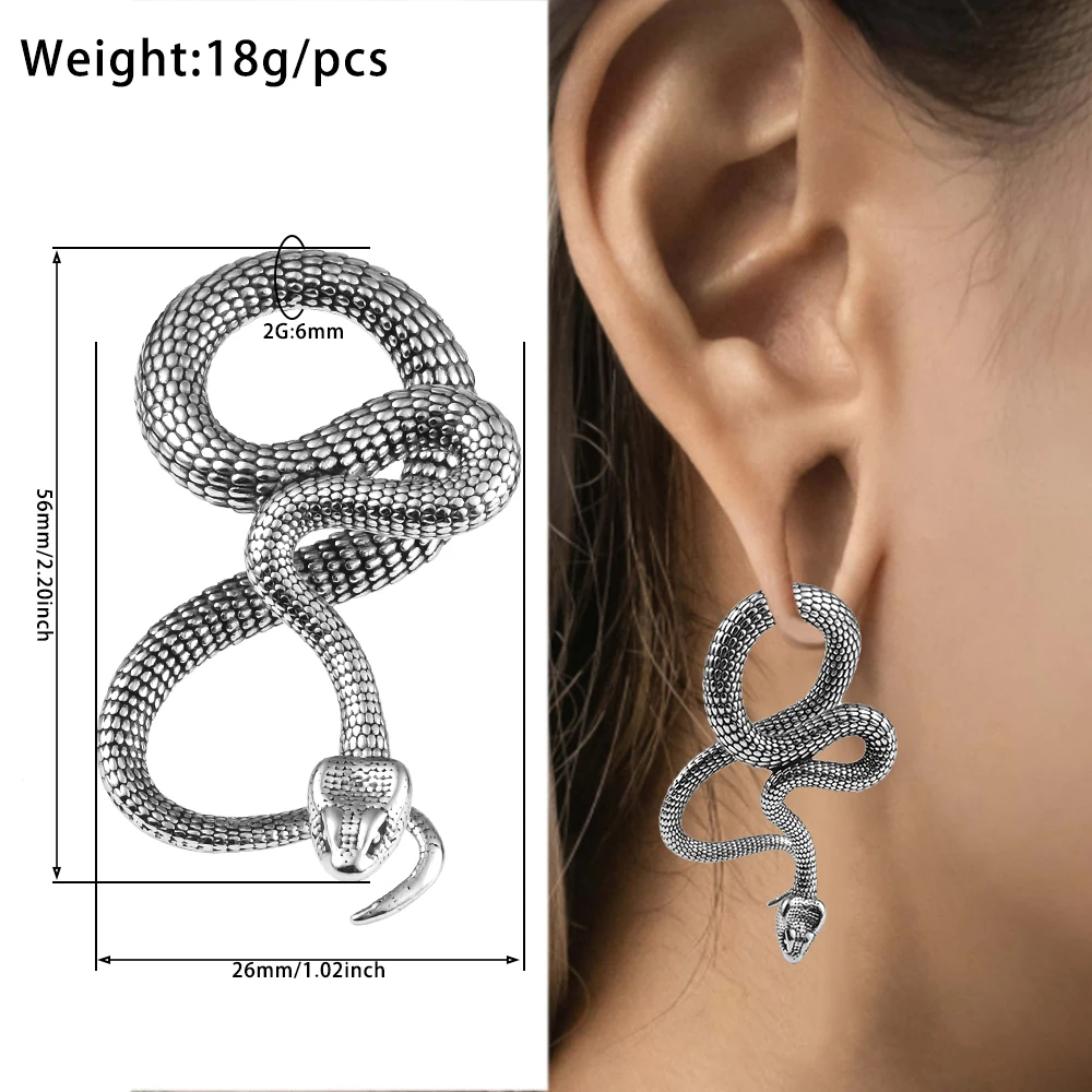 Vankula 2pc Snake Dangle Ear Weights for Stretched Ears Gauges Ear Plugs Body Piercing Tunnels 316 Stainless Steel Body Jewelry