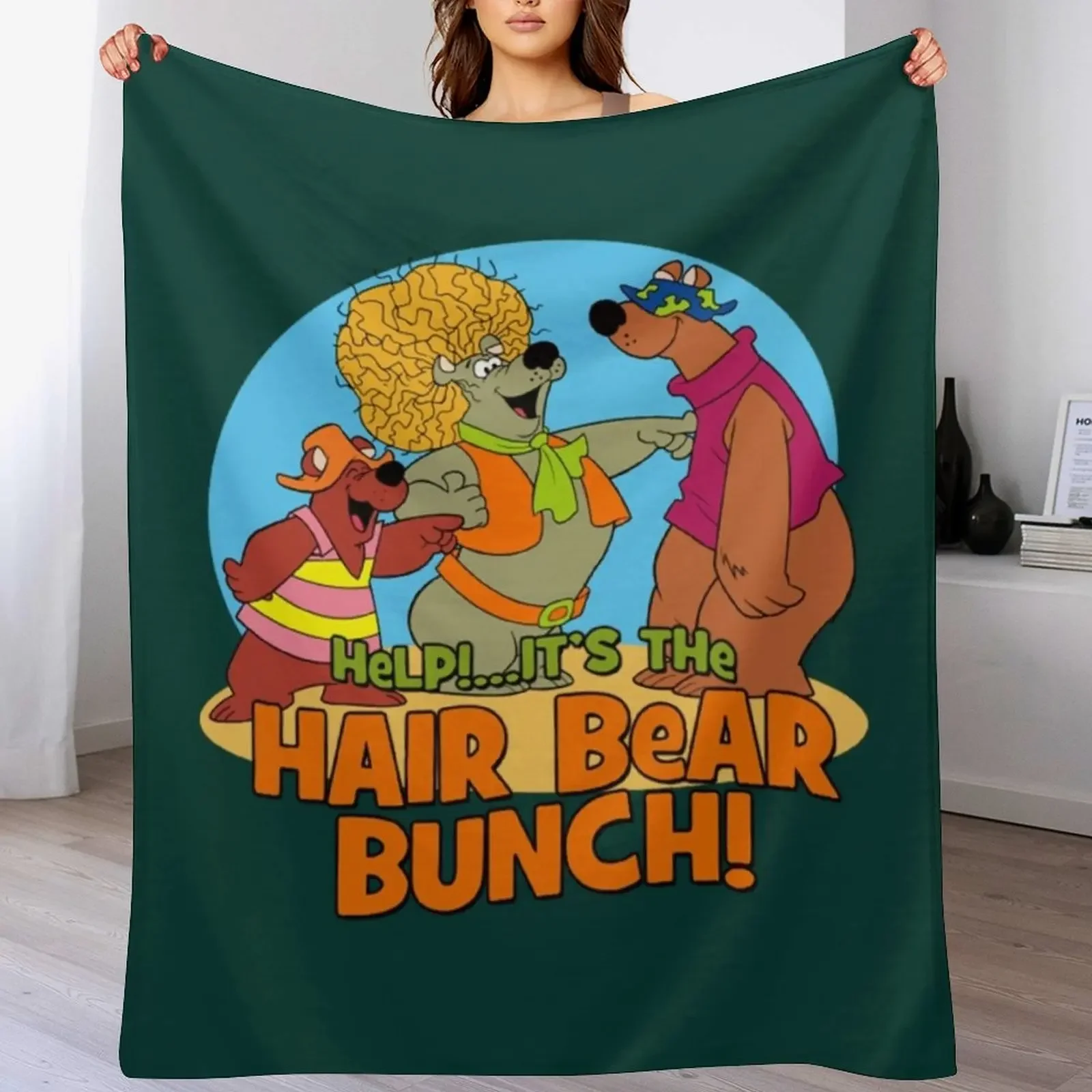 

Cartoons Hair Bear Bunch With Logo Throw Blanket Hair For Decorative Sofa Large Soft Plaid Blankets