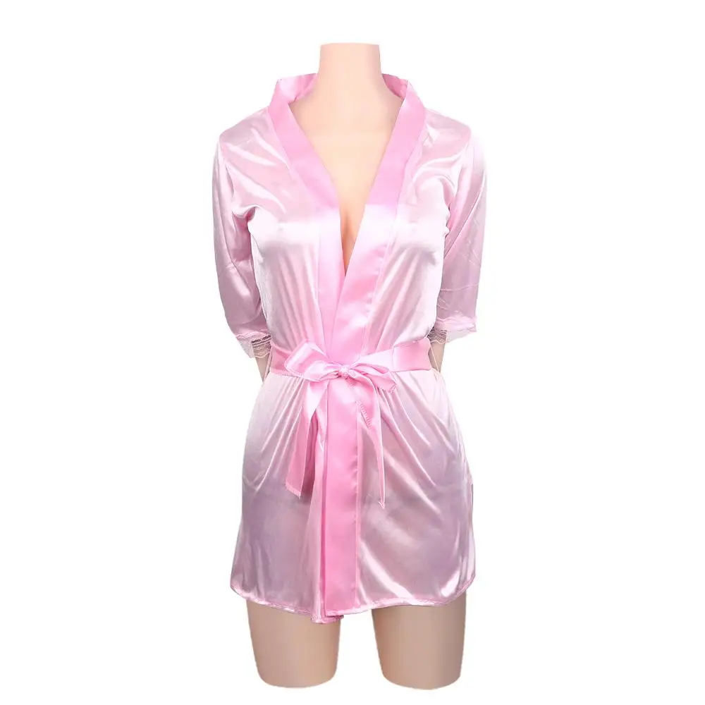 

G-string Sexy Satin Lace Lingerie Robe Sleepwear Underwear Nightdress