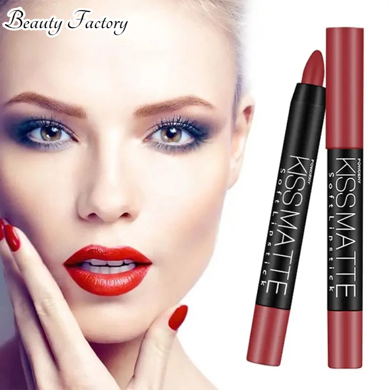 19 Color Rotatable Lipstick Pen Matte Lipstick Waterproof Lip Gloss Long-lasting Makeup Lip Glaze