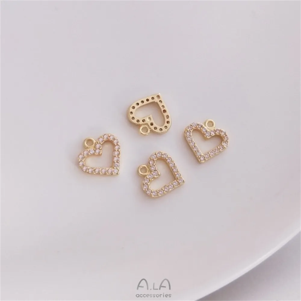 14K Gold-Color Micro-inlaid Zircon Small Pendant Pentagram Moon Peach Heart Crown Dolphin Pendant DIY Jewelry Pendant K276