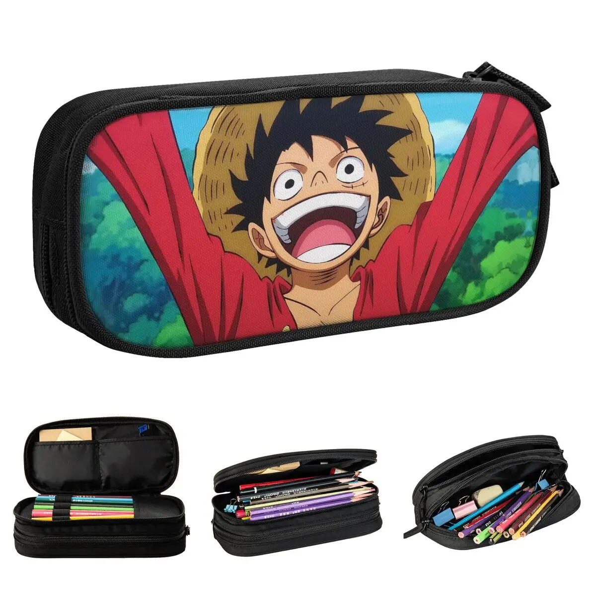 

Large Capacity Pencil Luffyed Zoros Choppers Anime School Supplies Double Layer Pencil Case Stationery Girl Makeup Bags Birthday