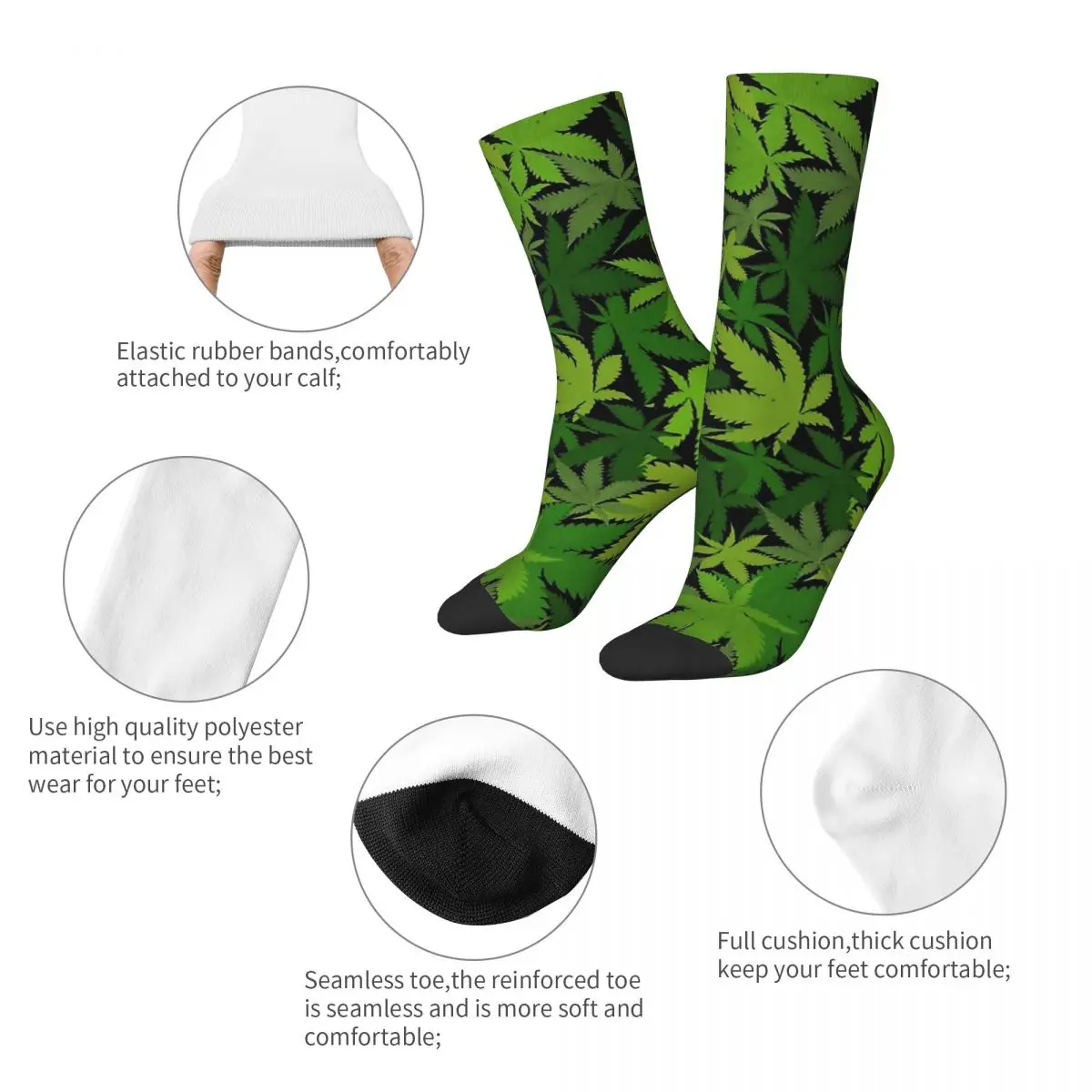 Funny Crazy Sock for Men Weed Leaf Hip Hop Vintage Camo Army Happy Seamless Pattern Printed Boys Crew Sock Novelty Gift