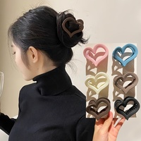 6Pcs Women's Model, Multiple Colors, Fashionable and Simple, Love Shape, Medium Hair Clip Combination, Suitable for Daily Use an