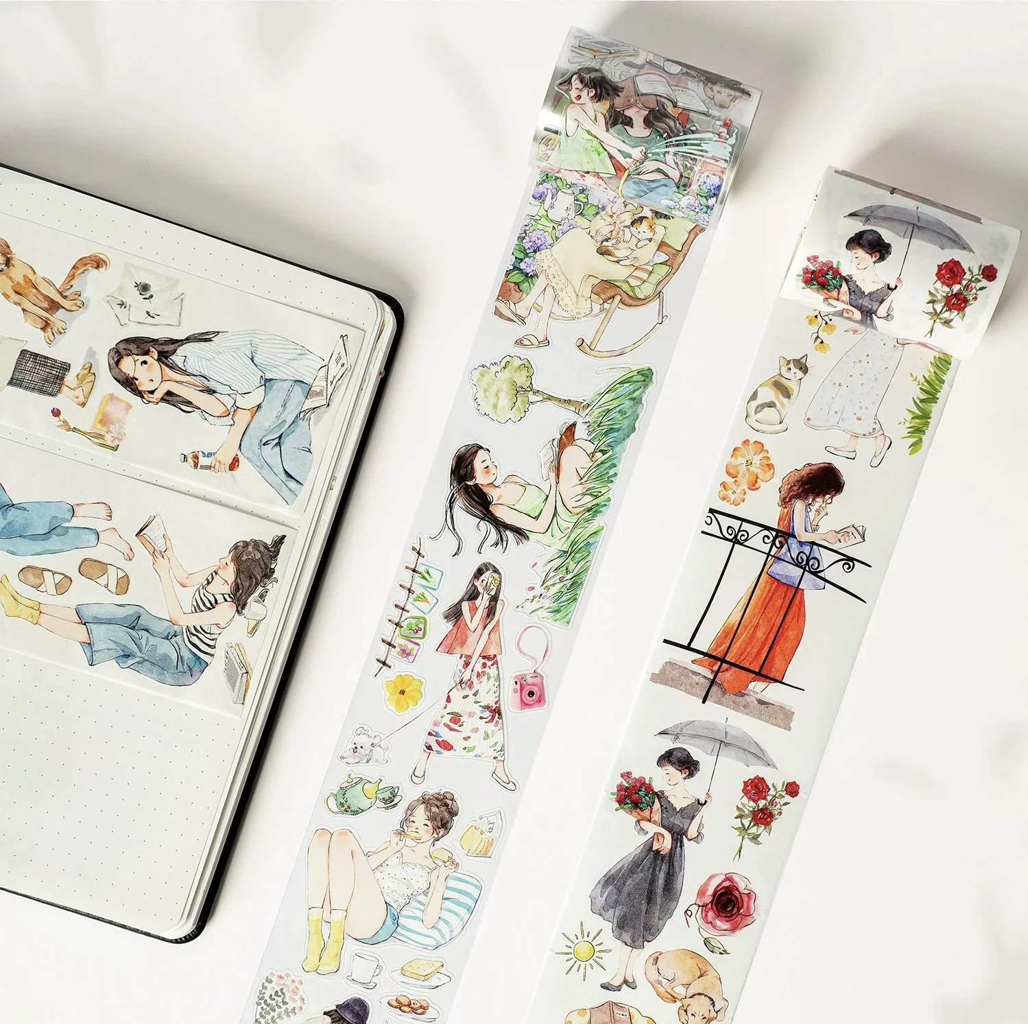 WT Studio Vintage Slowly Life Girl Washi PET Tape DIY Card Making Scrapbooking Decorative Plan Sticker