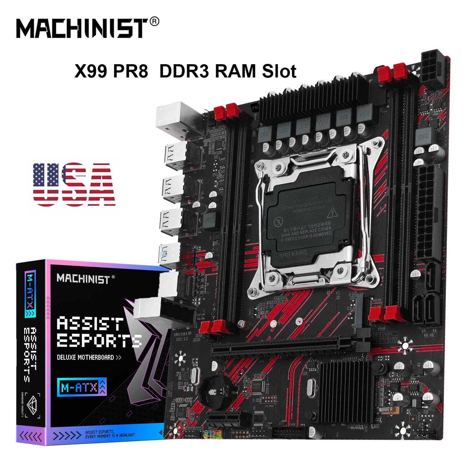 MACHINIST X99 PR8 Motherboard Support LGA 2011-3 Xeon E5 V3&V4 CPU DDR3 RAM SATA/NVME M.2 Slot USB3.0