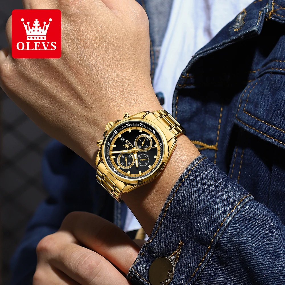 OLEVS orologio da uomo Top Original Luxury Brand orologio al quarzo multifunzionale cronografo luminescente impermeabile orologio da uomo d'affari