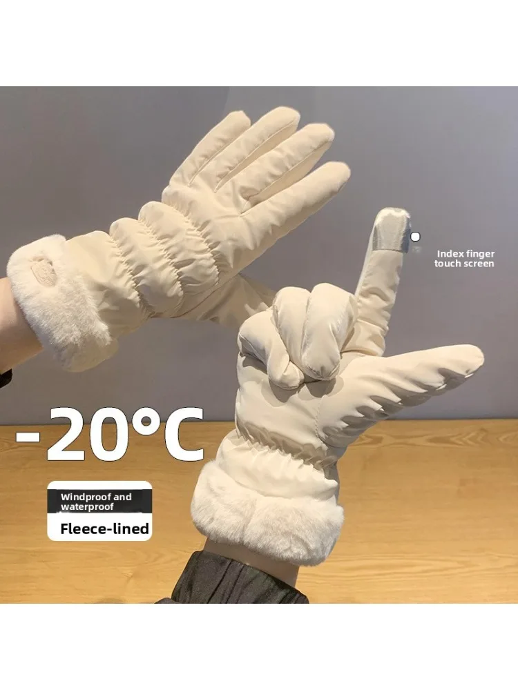 AliExpress NONE Gloves for Cycling, Keeping Warm and Cold Proof for Female Winter Students. Cute Touch Screen with Thick Velvet and Windproof