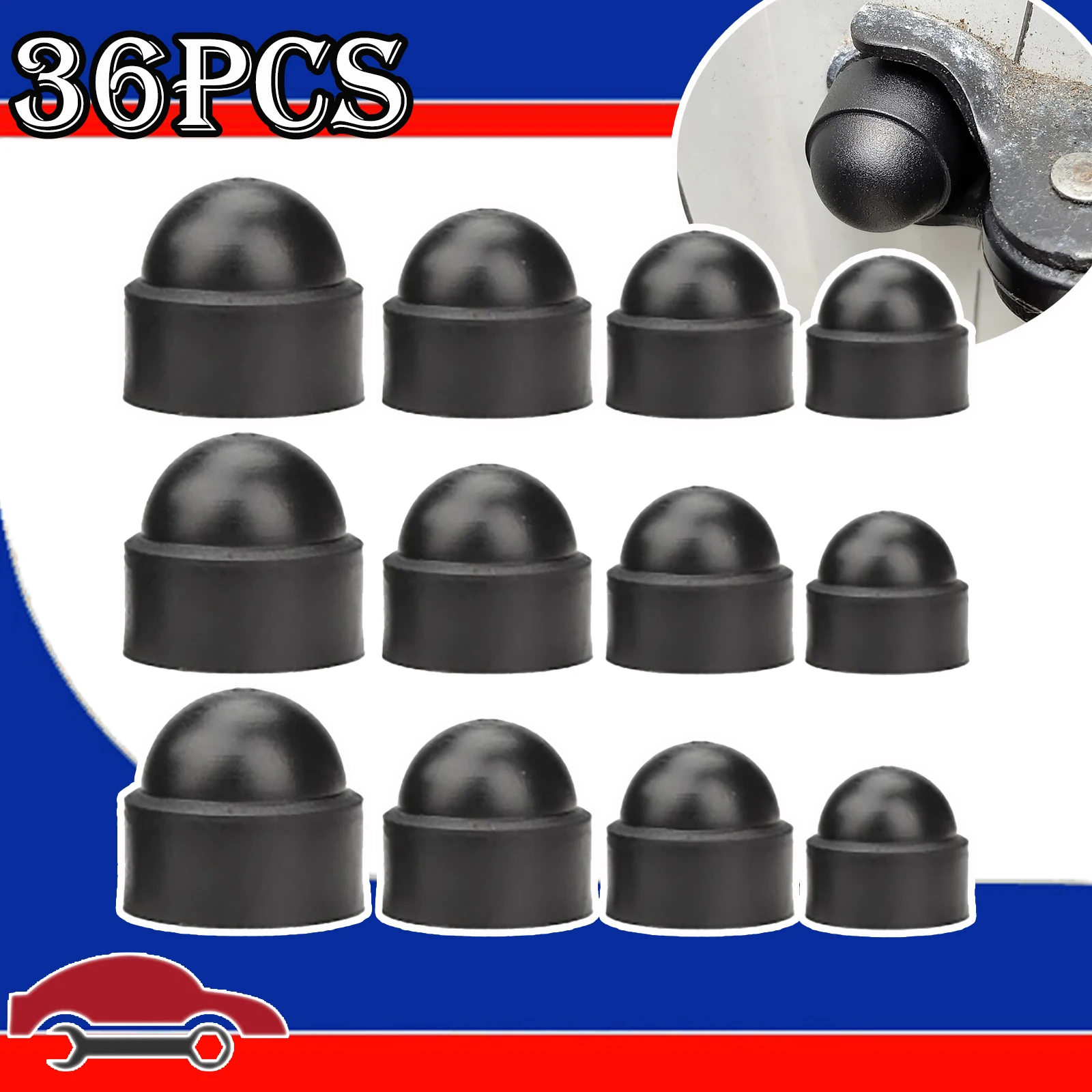 

36X M6 M8 M10 M12 Bolt Nut Dome Protection Caps Covers Exposed Hexagon Plastic For Screw Bolt Nuts Car Wheel Exterior Decoration