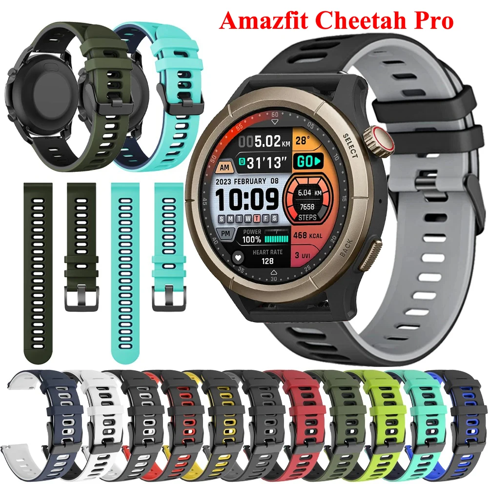 

Sports Rubber Strap for Amazfit Cheetah Pro Swim Silicone Soft Watchband 20mm 22mm Belt Replacement Accessorie