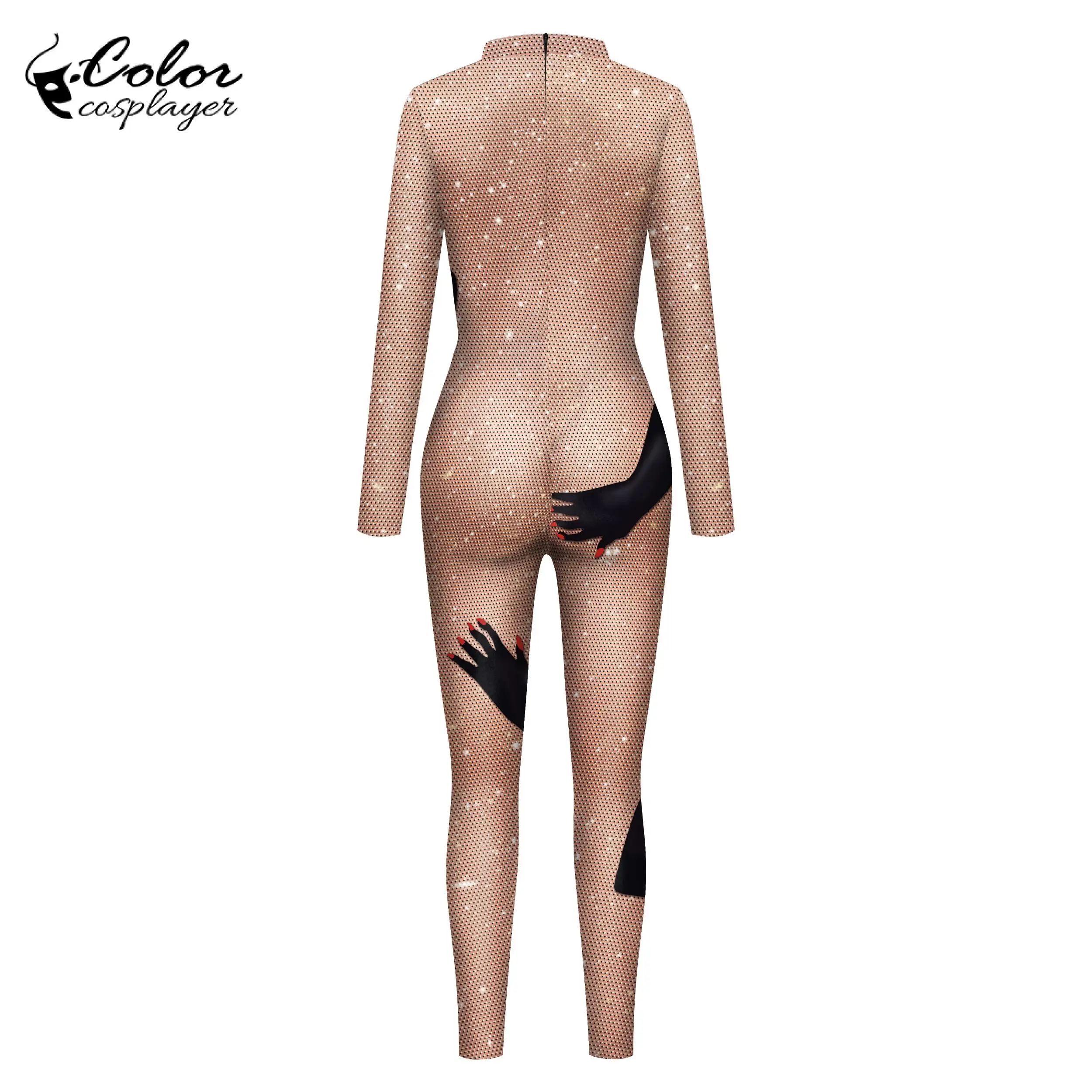 Kleur Cosplayer Huid Simulatie Jumpsuits Halloween Menselijk Lichaam Cosplay Kostuum Zentai 3d Print Vrouwen Catsuits Fancy Bodysuit