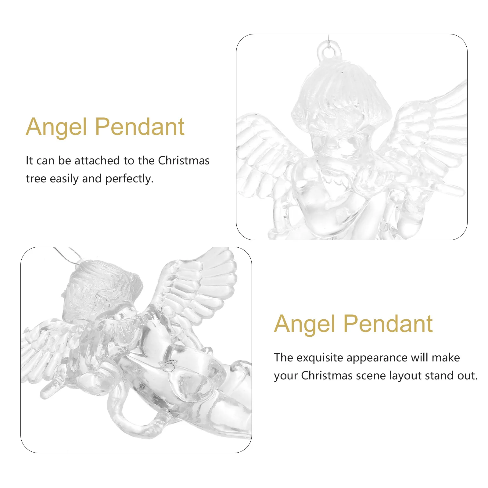 

12Pcs Shiny Angel Christmas Ornament Hanging Decor for Tree Party Event Home Hotel Restaurant Holiday Season Decoration