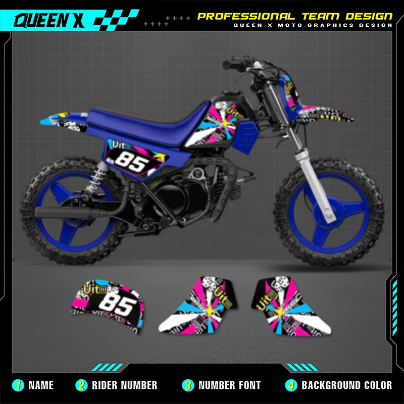 

Queen X MOTOR Cusotm Team Motorcycle Graphics Background Decal Stickers Kits For YAMAHA PW50 All Year