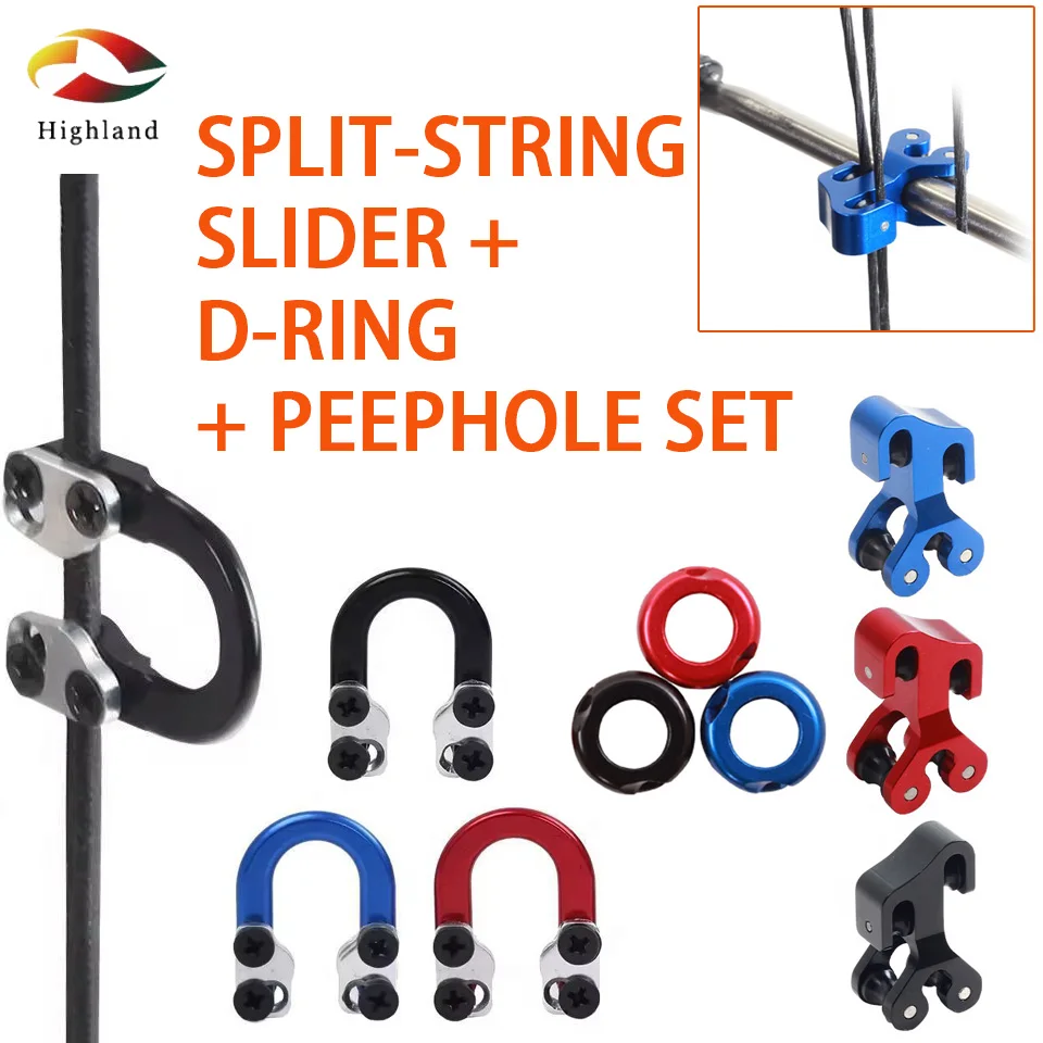 Archery Aluminium Bowstring Splitter Slider Bow Track Pulley Metal D Loop Ring And  3/16