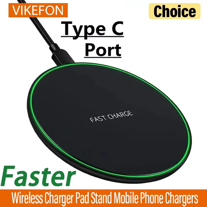 Cargador inalámbrico VIKEFON de 30W para iPhone 16-12 Pro XS XR, almohadilla de carga inalámbrica rápida de inducción para base de carga Samsung
