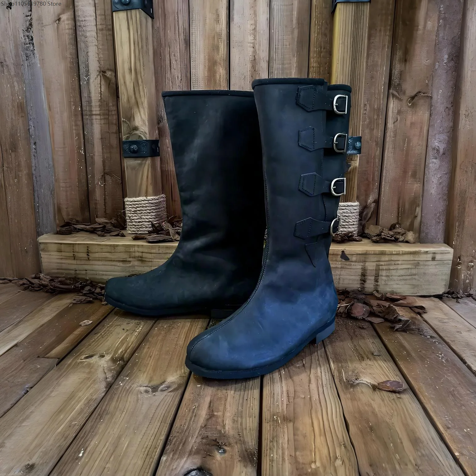 Men 2026 New Retro Viking Medieval Pirate Tall Cosplay Boots For Adult Halloween Masquerade Party Renaissance Stage Costume