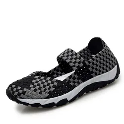 Womens Shoes Summer Flats Sneakers Breathable Woven Shoes Female Loafers Casual Footwear Outside Women Tenis Comfort Big Size 42