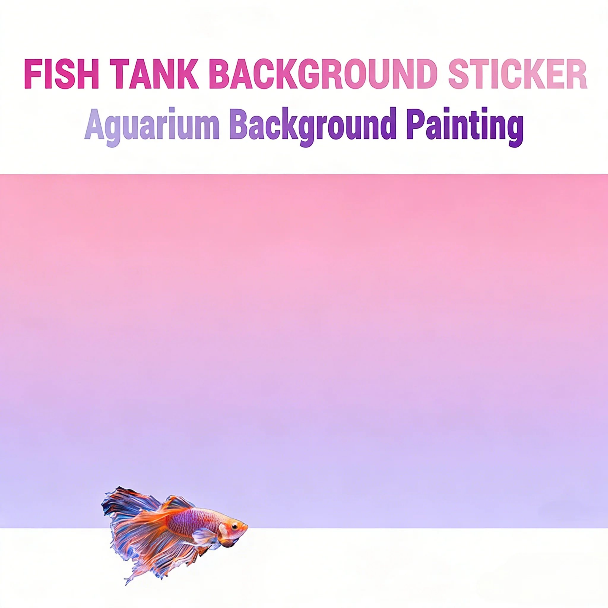 Rosa-Lila Farbverlauf, Aquarium-Hintergrundbild, Aquarium-Malerei-Aufkleber, Selbstklebend, Landschaftsdekoration