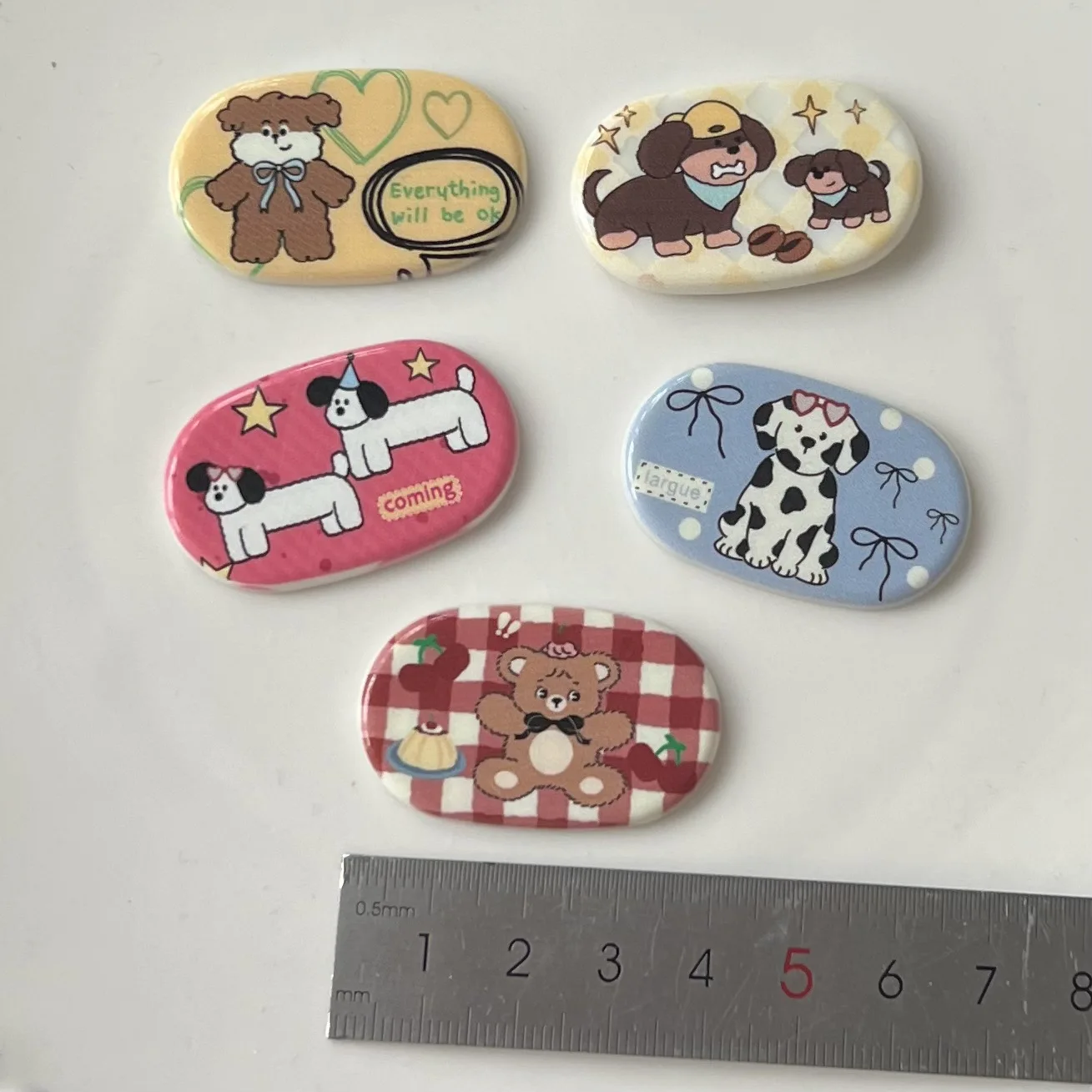 Mininstants-Cabochons en résine à dos plat, série de dessins animés d'animaux colorés mignons, matériaux d'artisanat de bricolage, fabrication de bijoux, breloques, 5 pièces