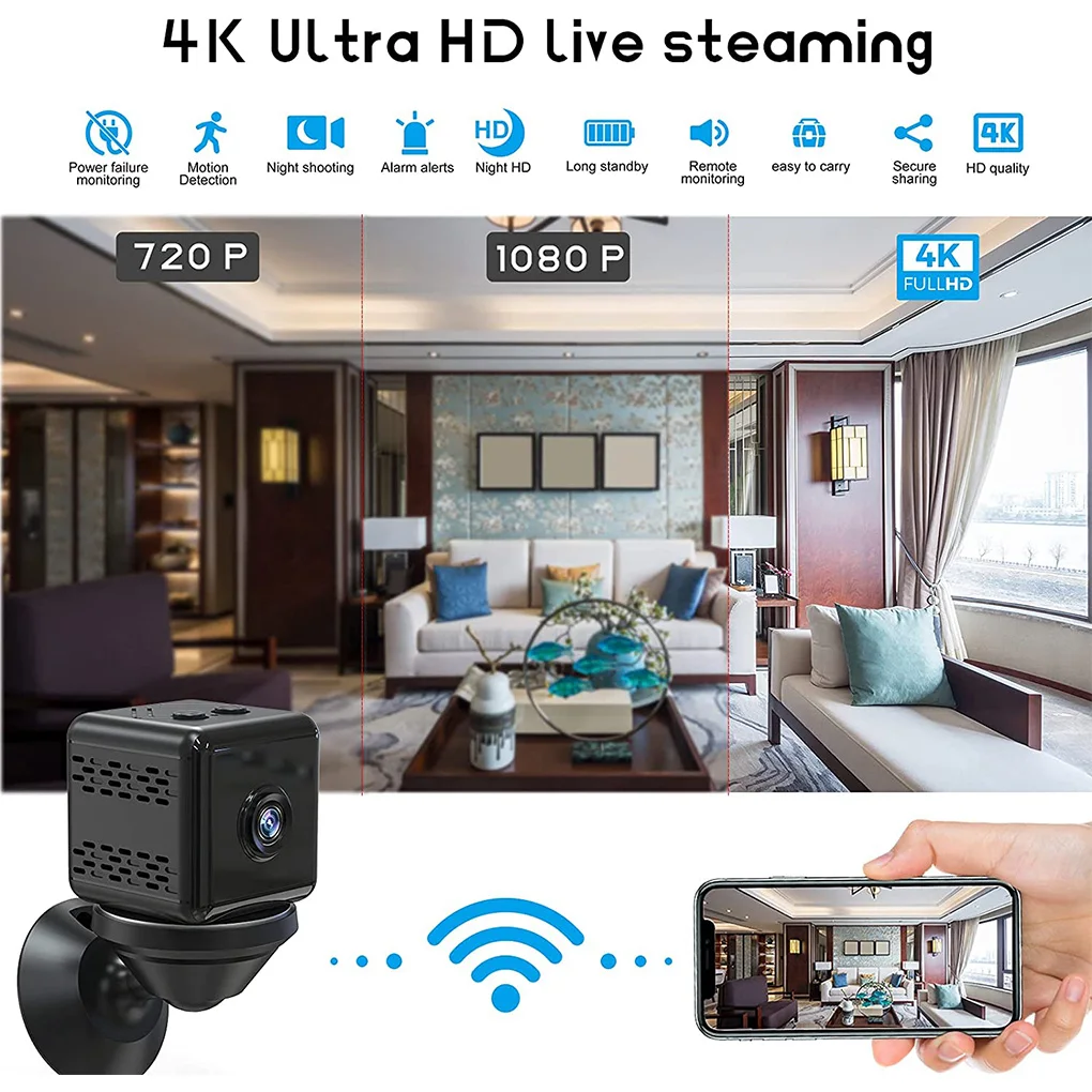 كاميرا X6D Mini IP HD 1080P كاميرا مراقبة أمنية رياضية لاسلكية للمنزل الذكي مع بطارية مدمجة للرؤية الليلية #4