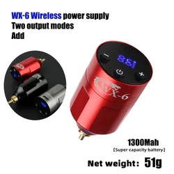 Newest WX-6 Wireless Tattoo Power Supply RCA/DC Jack Portable Fast Charging Tattoo Batterry 1300mHa for Permanent Makeup Machine