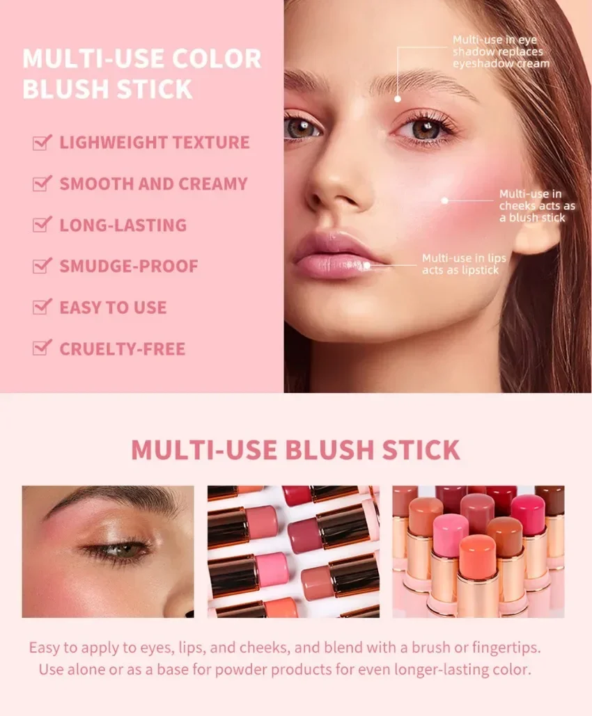 Fard Stick con etichetta privata a 11 colori, logo personalizzato, pigmento, resa cromatica impermeabile a lunga durata, trucco opaco, confezione rosa