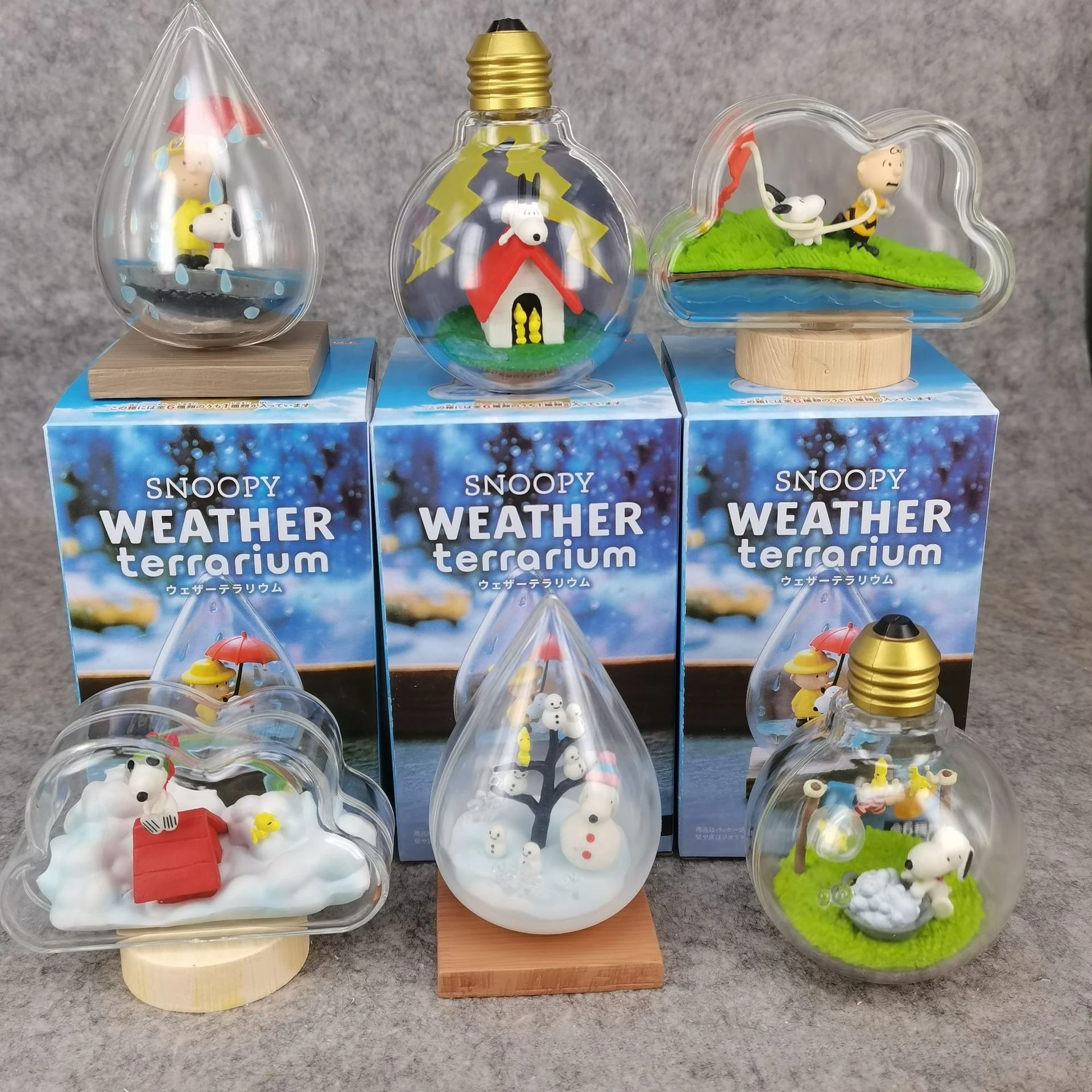 Caja ciega de escena de Snoopy, botella de juguetes, botella meteorológica, Spike en miniatura, figuras de Anime Andy, modelo de muñeca, juguetes, adornos para coleccionar