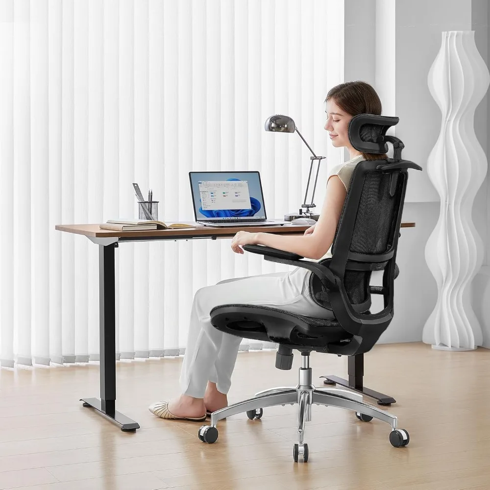 M59AS Ergonomic Office Chair, Desk Chair with 3D Flip-up Armrests, Computer Chair with Dual Back Design and Adaptive Dynamic Lu