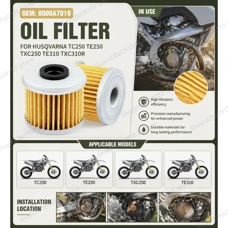 For Husqvarna TC250 TE250 TE310 Motocross Dirt Bike Engine Oil Filter Replacement Parts High Performance Filtration