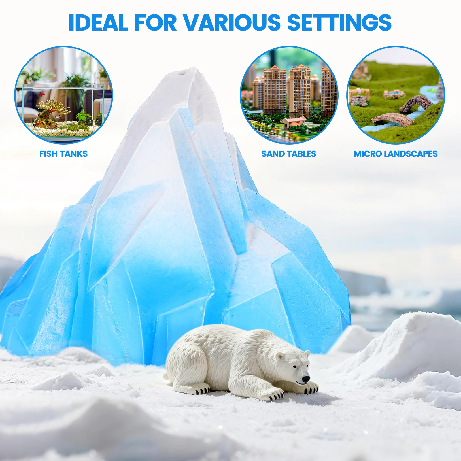 3 قطعة زينة القطب الشمالي الصغيرة في جبل القطب الشمالي لحوض السمك سطح المكتب المشهد الصغير مشهد جبل الثلج الجليدي القطب الشمالي المنمنمات #6