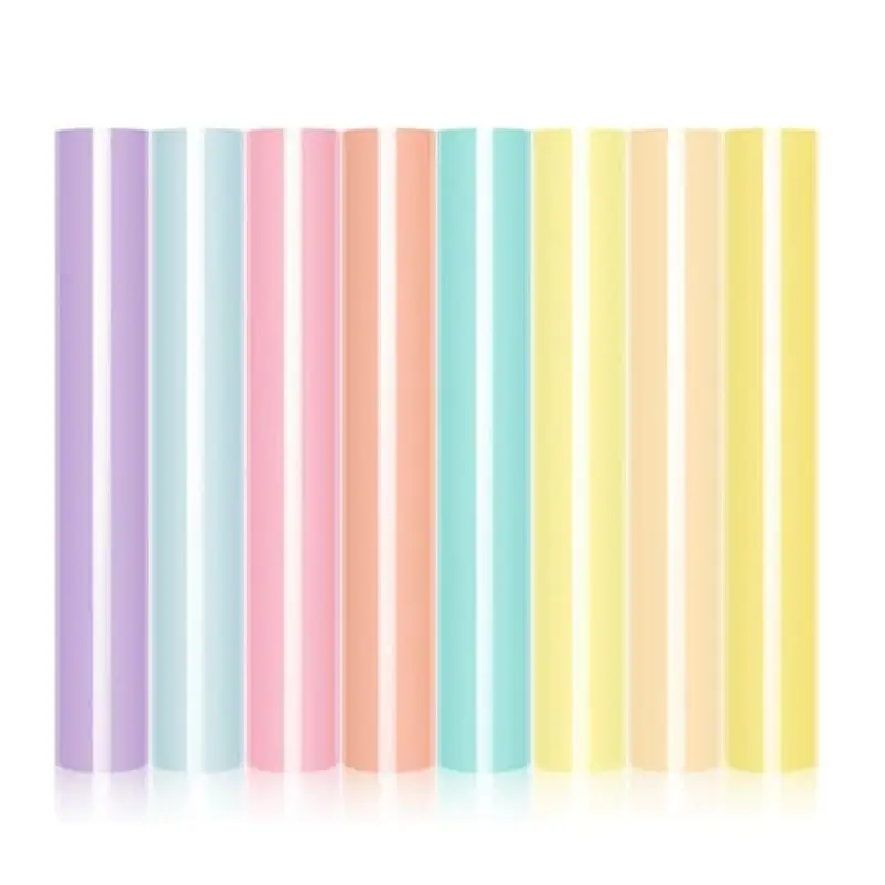 J1UL1N Pastel Iron-On Vinyl Bohemian Heat Transfer Vinyl Set HTV Bundle 8 Pastel Htvs For T-Shirts, Apparel, Easy To Cut & Weed