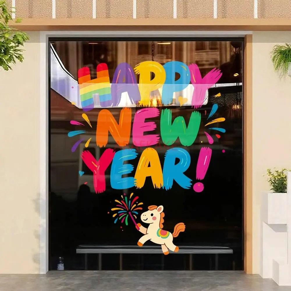 1pcs 2026 Year of the Horse New Year New Year Decoration Glass Stickers Spring Festival Decoration Door Stickers