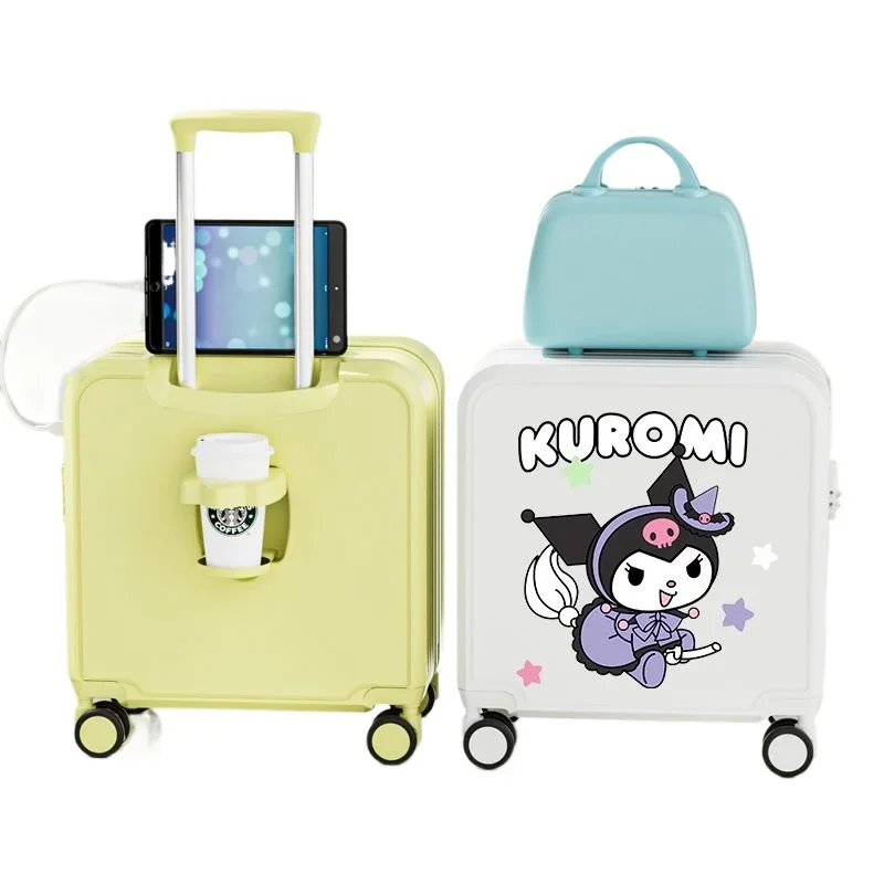 Kawaii  Anime Ins Fashion Sanrio Luggage Boarding Case Cute Kuromi Cinnamoroll Children Trolley Password Travel Box Gifts Kids