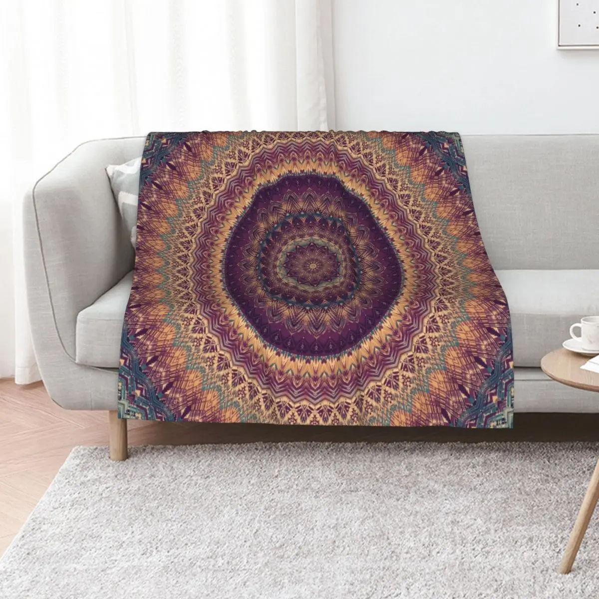 

Mandala 108 Throw Blanket Nap Plaid Designers bed plaid Blankets