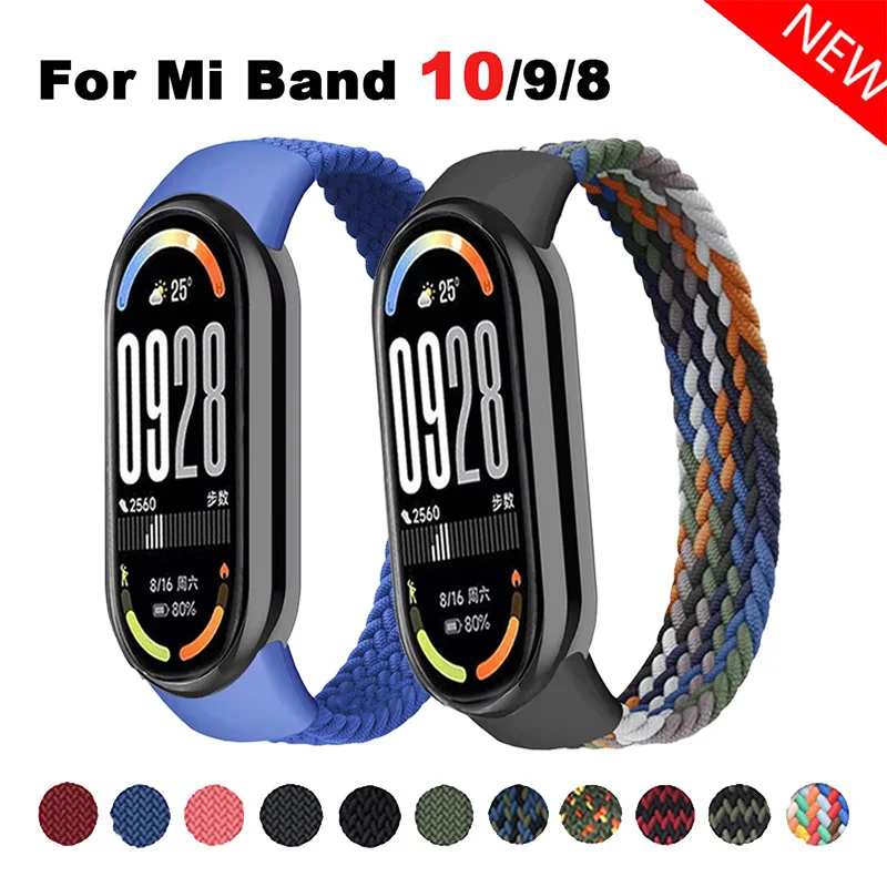 Braided Solo Loop for Xiaomi Mi Band 10 9 8 Strap accessories Elastic Watchbands Replacement correa bracelet for Miband9/8 NFC