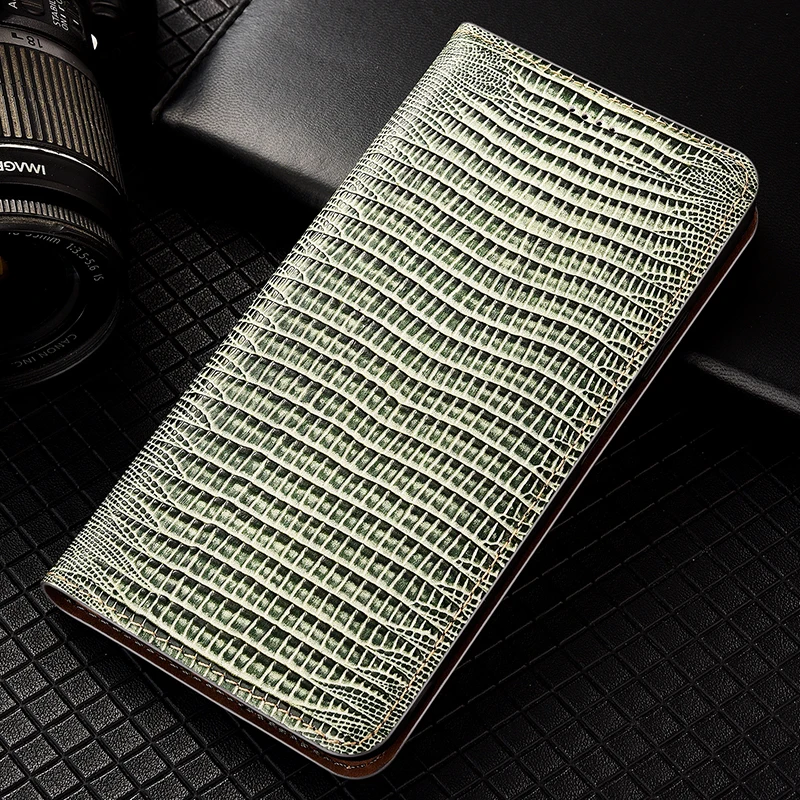 

For Apple iphone 5 6 6S 7 8 X XS XR SE Max Plus Retro Lizard Pattern Genuine Leather Flip Phone Case Cowhide Scratch-Resistant