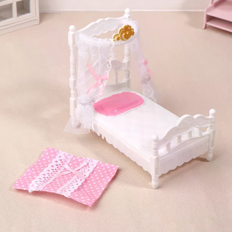 1/12 casa delle bambole principessa letto lenzuolo zanzariera kit casa delle bambole letto camera mobili decorazione accessori casa delle bambole