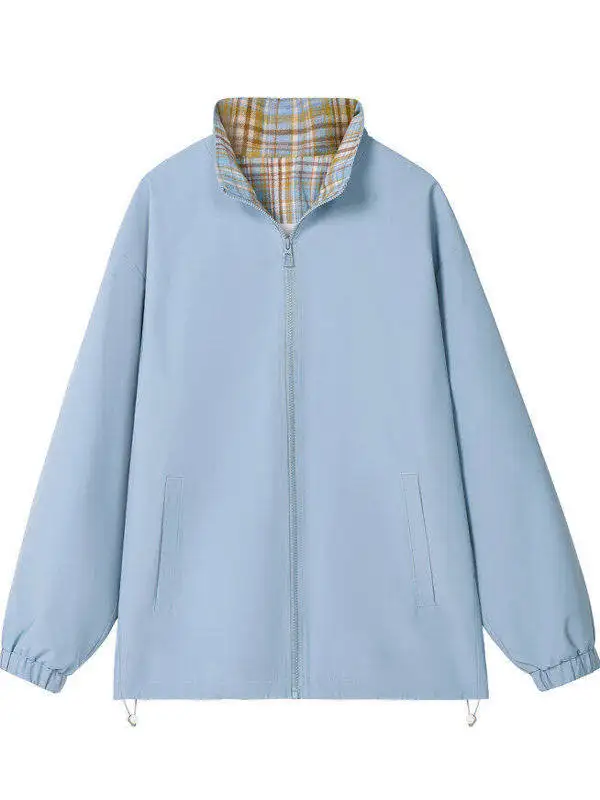 

Fitche Plaid Patchwork Jaet Men's Spring Autumn Retro Design Hatl irt American Collar Couple's Outerwear