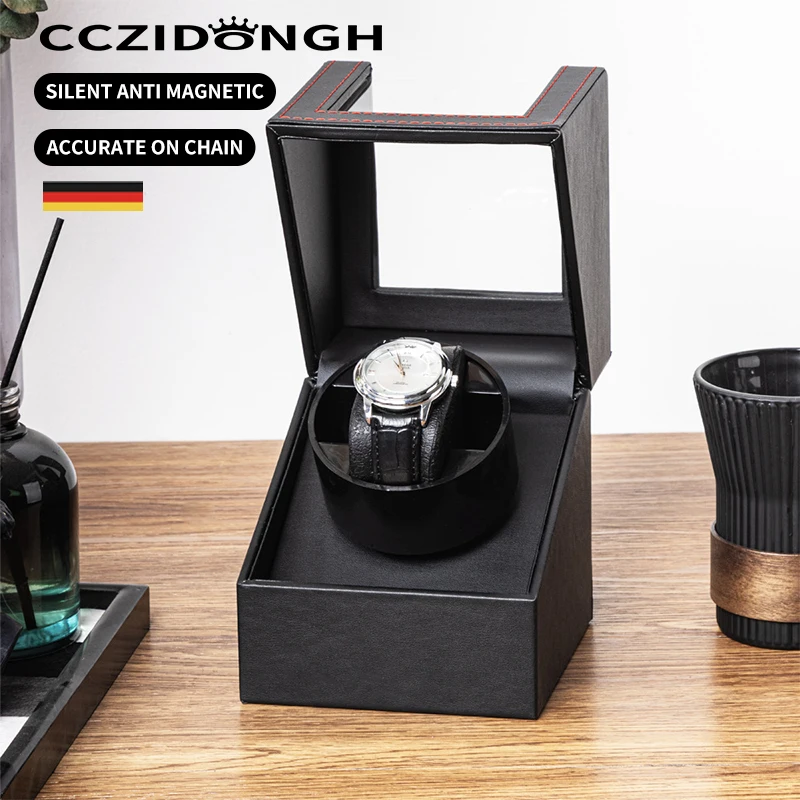 CCZIDONGH Remontoir de montre automatique avec moteur japonais silencieux, alimenté par câble USB, extérieur en cuir et coussin souple et flexible