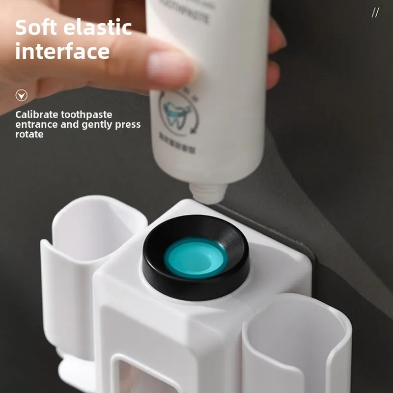 Modern Bathroom Wall Mount Toothbrush Cup Holder Stainless Steel Toothpaste Squeezer Bath Organizer Kit