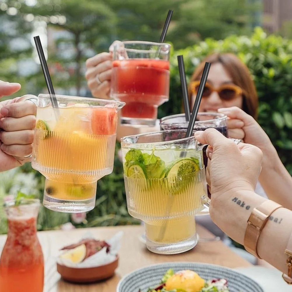 

100Pcs Beverage Drink Tube with Straw Brush Flexible Plastic Straw Reusable Milkshake Straws for Home Kitchen