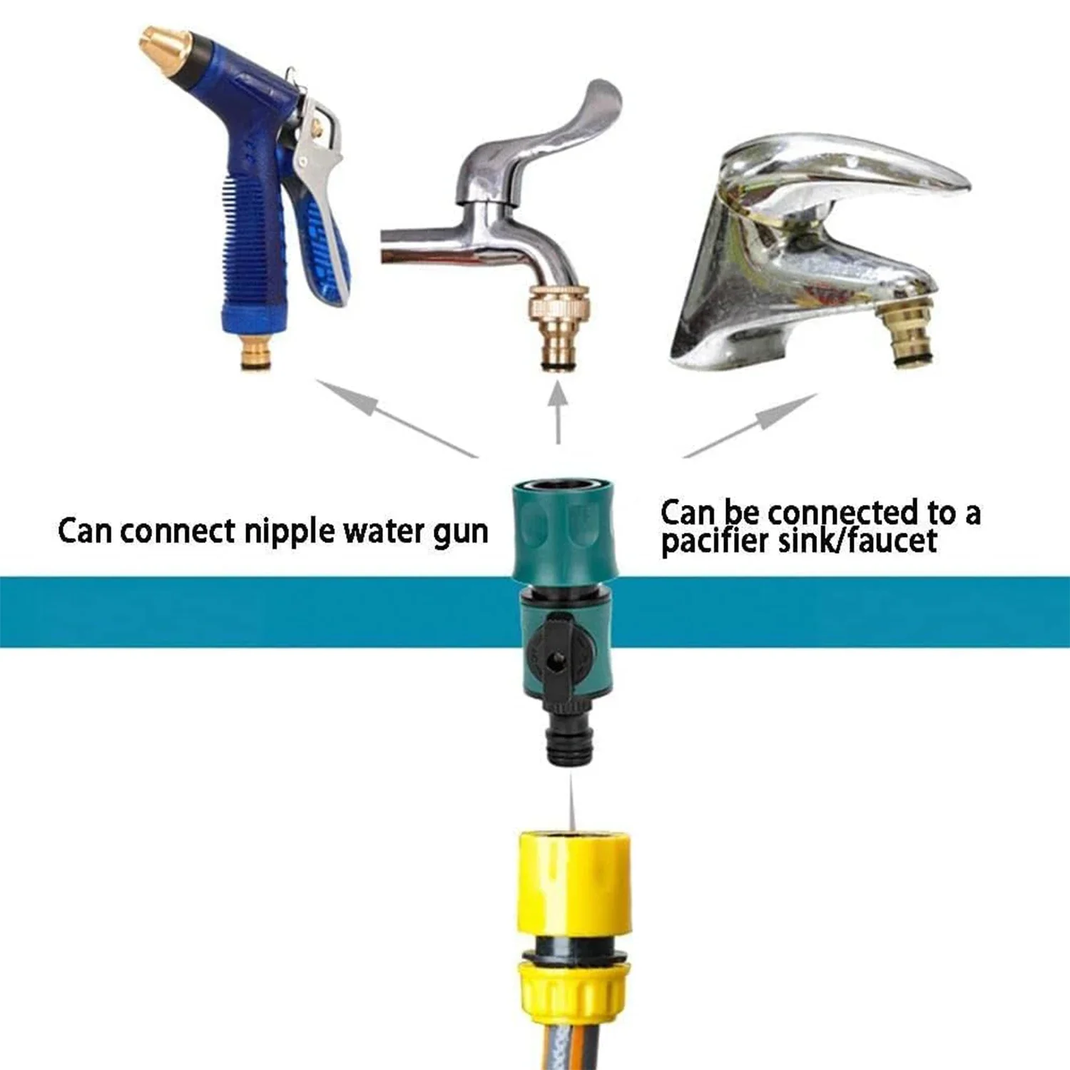 Agriculture Irrigation Watering Quick Connector With Valve 1Pc 16Mm Garden Hose Pipe In Line Faucet Tap Shut Off Fitting System