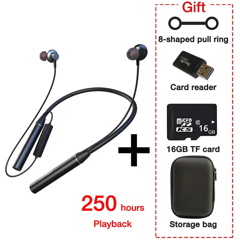 EARDECO 180-Stunden-Ausdauer Bluetooth-Kopfhörer Bass Drahtlose Kopfhörer mit Mikrofon Stereo-Kopfhörer mit Nackenbügel Sport-Headset TF-Karte 8