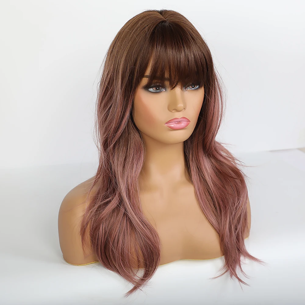 Brown Wigs for Women Synthetic Wig Curly Layered Haircut Wig Long Medium Brown Ombre Synthetic Hair Party Wigs