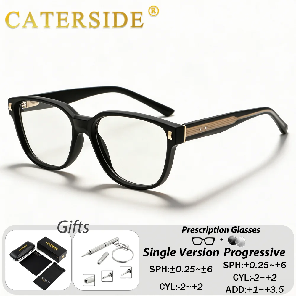CATERSIDE Men Custom Prescription Glasses Women Simple Square Optical Eyeglasses Unisex Myopia Eyewear Home Office Ideal Gift