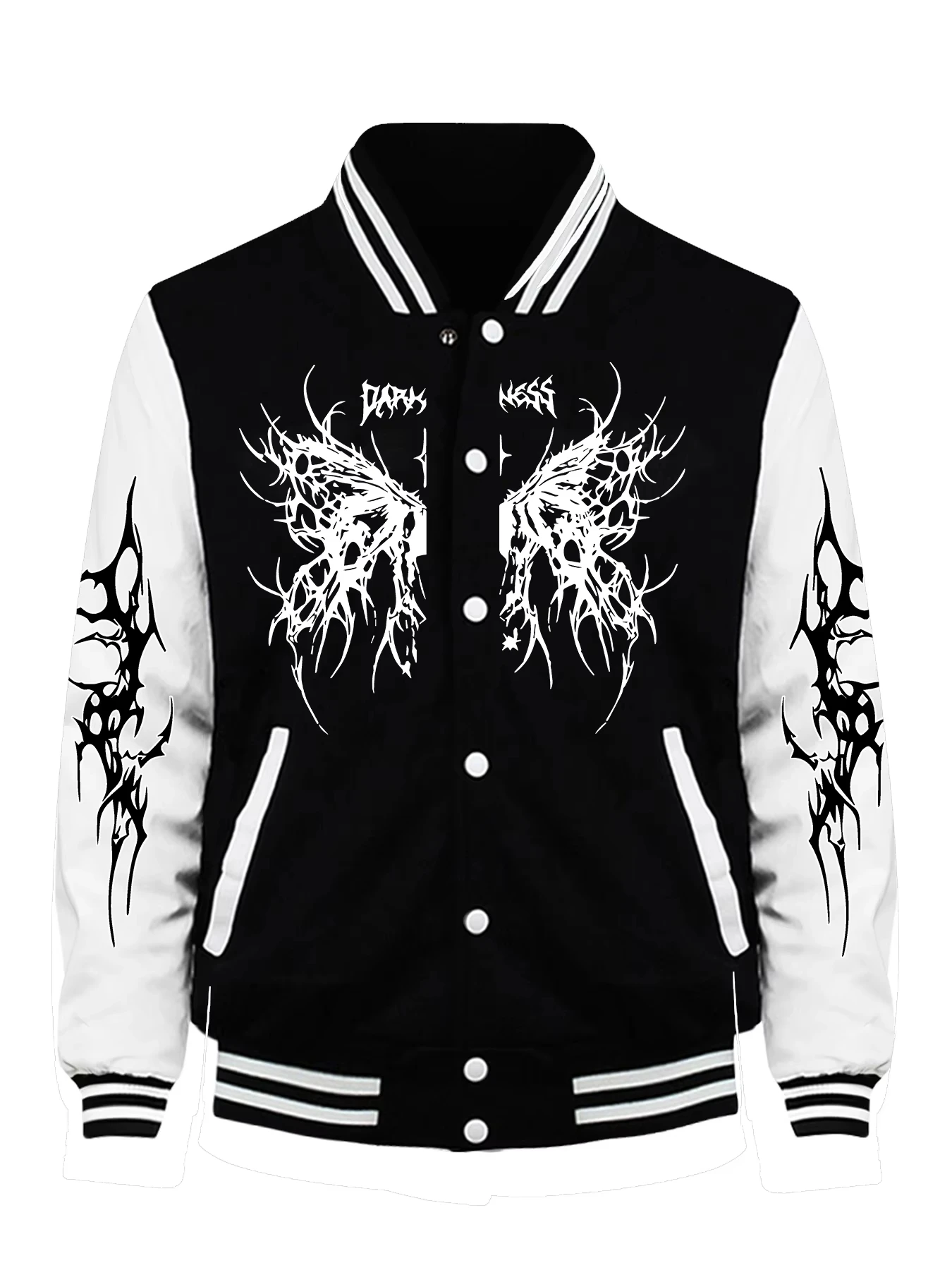 

Stamp With Butterfly Wing Design Print Jacket Men Street Fleece Baseball Jersey Fashion Casual Coat Autumn Loose Man Top